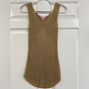 Lilly Pulitzer Gold Knit Sleeveless V-neck Sweater